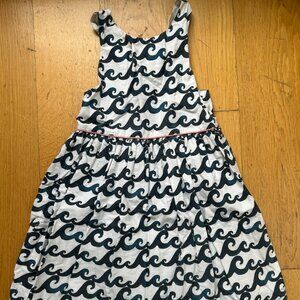 Petit Peony White and Blue Wave Criss Cross Dress